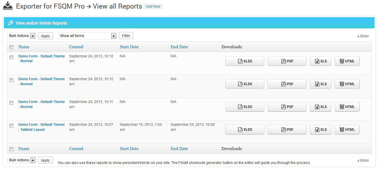 View all Reports
