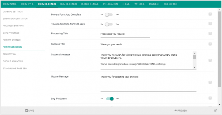 Submission Settings