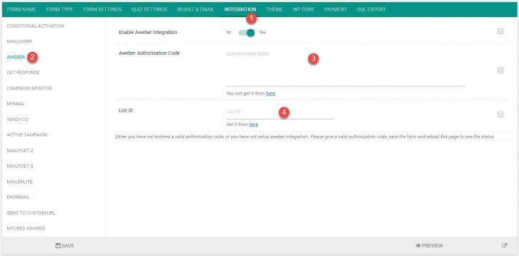 Aweber integration