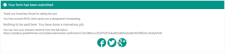 Success Message and Social Sharing