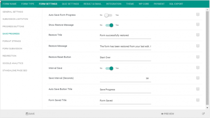 Activate auto save feature