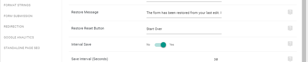 Activate auto save feature