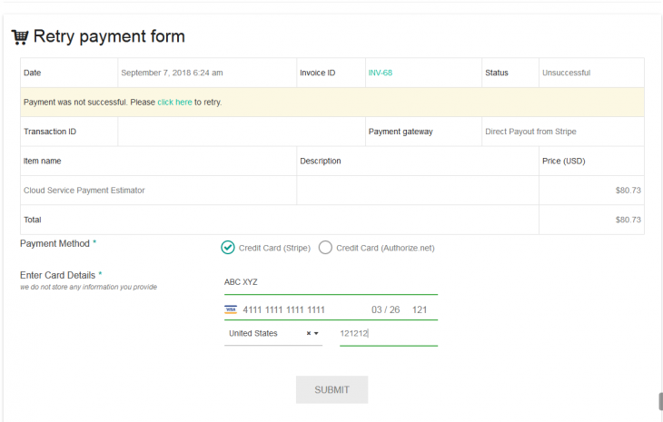 Payment Retry Method