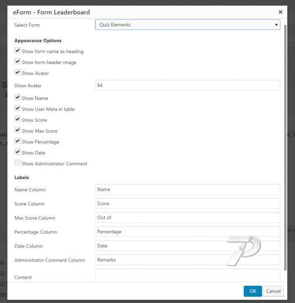 eForm-Leaderboard-Shortcode-Options
