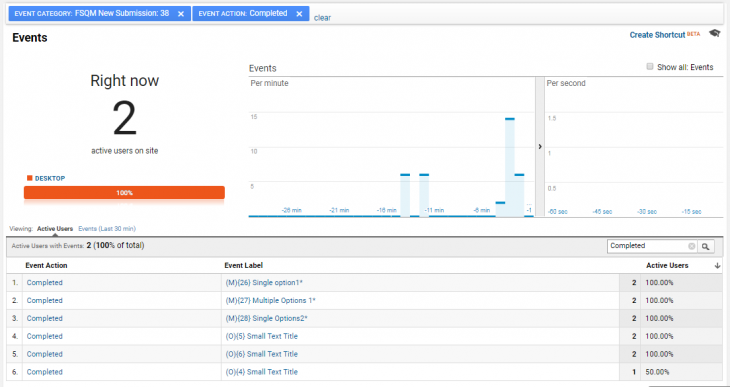 Google analytics live events