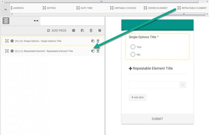 Add eForm Repeatable Element